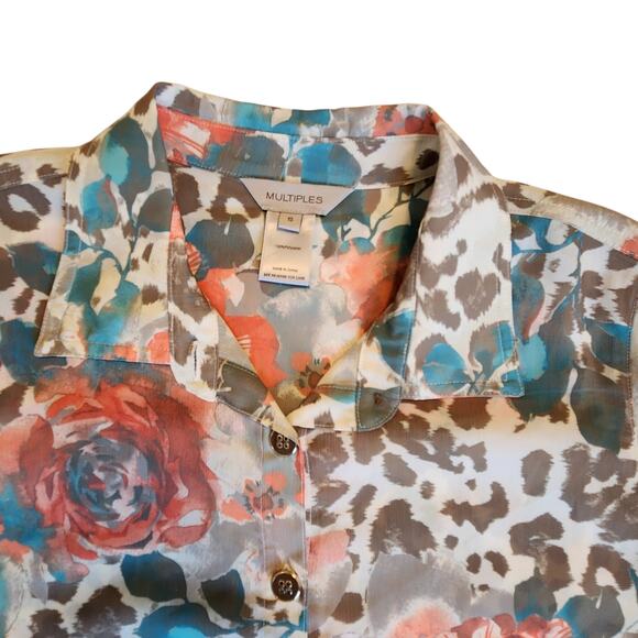 NWT Multiples The Mimi Tunic Blouse Roll-tab Sleeves Tunic Side Slits sz small - Picture 2 of 14